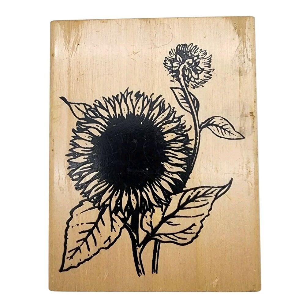 Anita's Sunflower Garden Rubber Stamp Wood Mounted Size J Botanical Flower 4.5x3